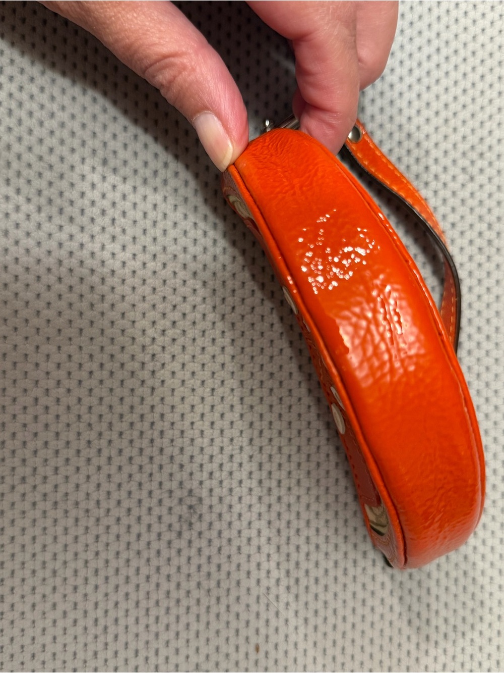 Vintage Y2K Coach Orange Leather Citrus Slice Wristlet with Gold Trim - Picture 6 of 6